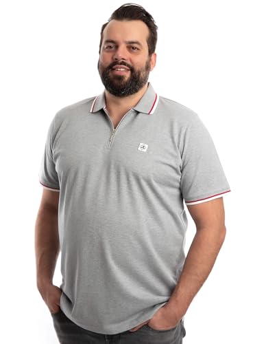 Roadsign Australia Herren Polo mit geripptem Kragen und Logo - Aufnäher - Plus Size Graumelange | 3XL von Roadsign Australia