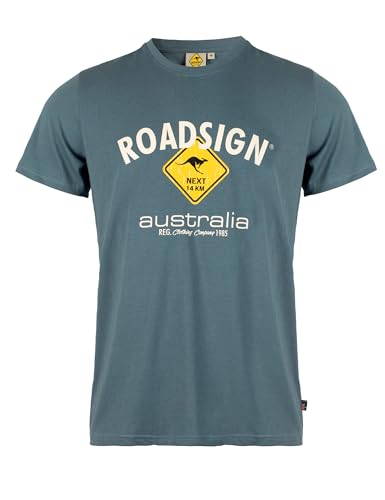 Roadsign Australia Herren T-Shirt mit Logo-Aufdruck und Rundhalsausschnitt, 100% Baumwolle grau | L von Roadsign Australia
