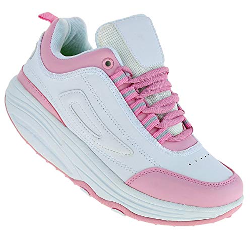 Roadstar Fitnessschuhe Gesundheitsschuhe Damen Herren Sneaker 092, Schuhgröße:38, Farbe:Weiß/Pink von Roadstar