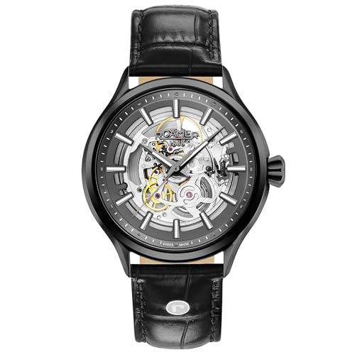 Roamer Herren Armbanduhr Competence Skeleton III 43 mm Armband Leder 101663 40 55 05N von Roamer