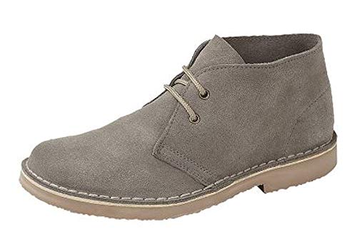 Roamers - Herren Wüstenstiefel Round Toe, Wildleder (44 EU) (Grau) von Roamers