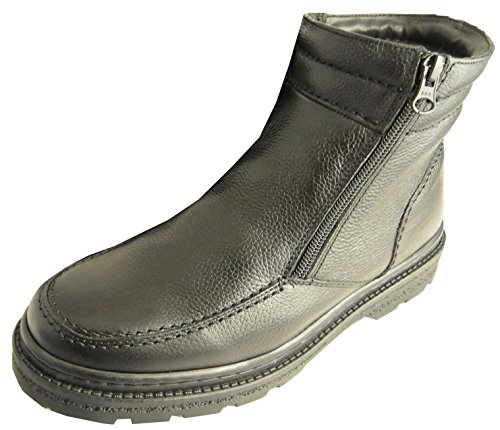 Roamer Herren Stiefelette aus Leder, warmgefüttert, Doppelreißverschluss, Größen 39-47, Schwarz - schwarz - Größe: 41.5 (8 UK) von Roamers