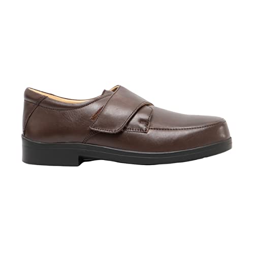 Roamers Herren Schuhe mit Klettverschluss, breite Passform (43 EU) (Braun) von Roamers