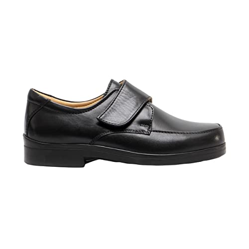 Roamers Herren Schuhe mit Klettverschluss, breite Passform (43 EU) (Schwarz) von Roamers