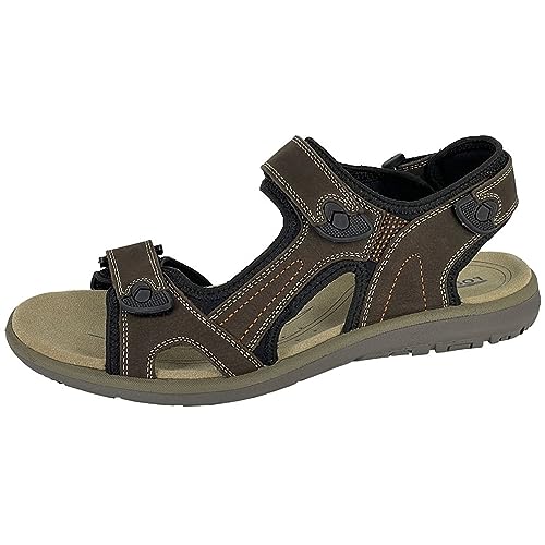 Roamers M428 Herren-Sport-Sandalen aus Leder mit dreifacher Touch-Befestigung, braun, 39 1/3 EU von Roamers