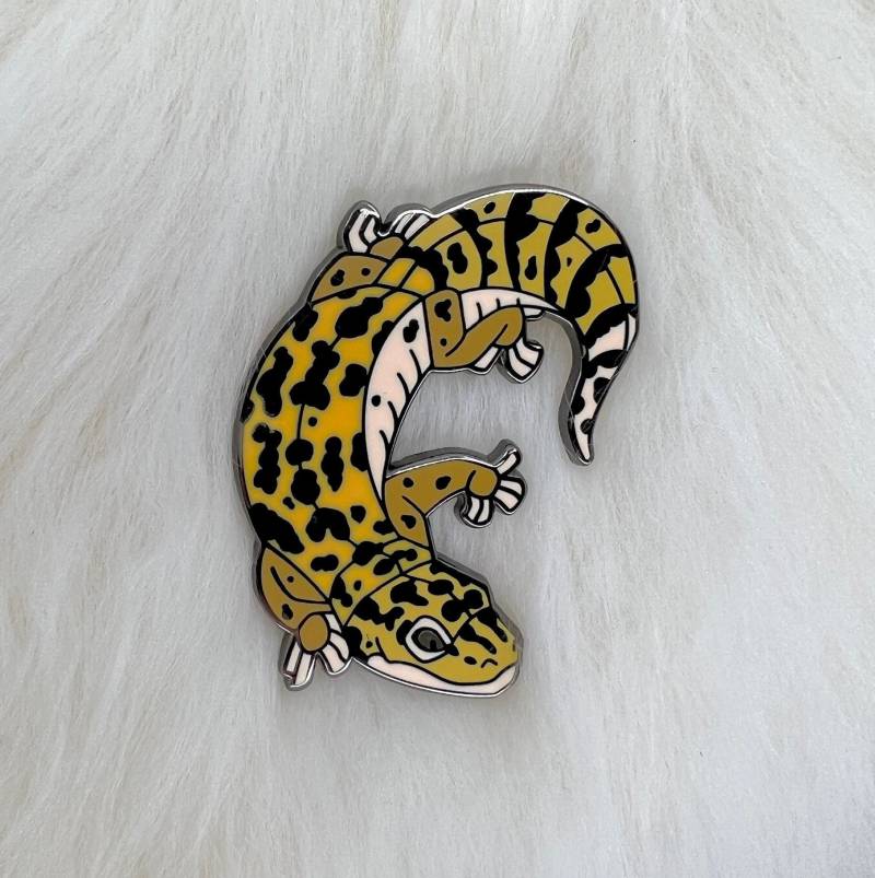 Leopardgecko Hard Emaille Pin | Anstecker Gecko Eidechsen Tier von RoaminBisonWorkshop