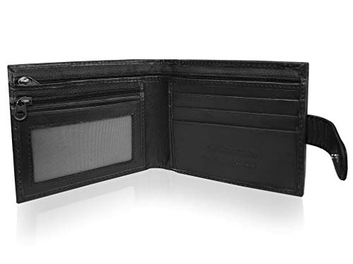 Roamlite RL180M Herren-Geldbörse aus echtem Leder, mit Reißverschluss hinten, separates Münzfach, 11 cm x 9 cm x 2 cm, Schwarz , Einheitsgröße, Klassisch von Roamlite