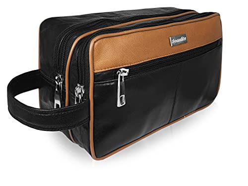 Roamlite RL155 Kulturbeutel für Toilettenartikel, Leder, 2-farbig, geeignet für Herren oder Damen, 3 Reißverschlussfächer Roamlite RL155 Kulturbeutel für Toilettenartikel, Leder, 2-farbig, geeignet für Herren oder Damen, 3 Reißverschlussfächer von Roamlite