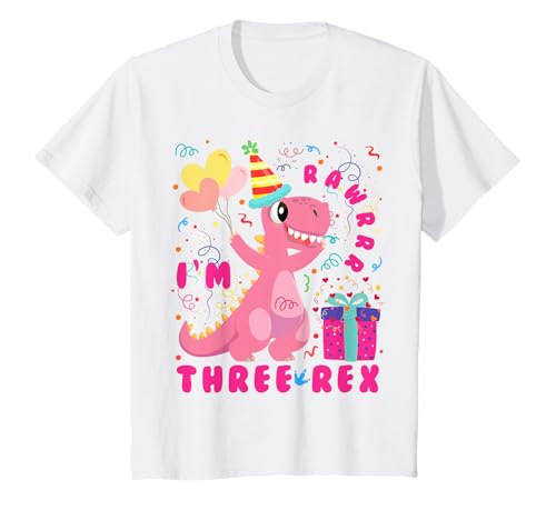 Kinder Mädchen 3. Geburtstag Three Rex Saurus, 3 Jahre alt, Dinosaurier T-Shirt Kinder Mädchen 3. Geburtstag Three Rex Saurus, 3 Jahre alt, Dinosaurier T-Shirt von Roar Dino Lover B-day Girls Kid Rawr I'm Three-Rex