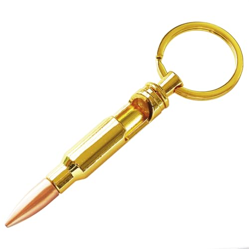 Schlüsselanhänger Flaschenöffner Patrone, Mini Bieröffner, Metall, Gold Hochglanz von Roar