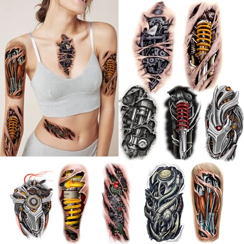 3D Realistische Temporäre Tattoos, Roboter-Design, Wundeffekt Make-up für Männer und Frauen fake tattoo 10-Blätter von Roarhowl