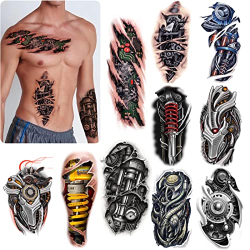 ROARHOWL Sehr coole Maschine 3D realistische gefälschte Tattoos, Wundroboter Make-up Temporäre Tattoos für Männer Frauen (Design 6) von Roarhowl