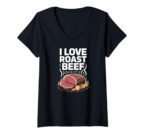 Damen Ich Liebe Roastbeef BBQ Pitmaster Carnivore Kitchen T-Shirt mit V-Ausschnitt von Roast Beef BBQ Pitmaster Barbecue Smoked Meat Chef
