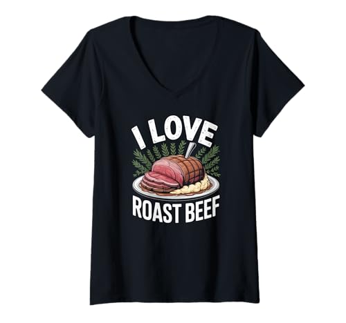 Damen Ich liebe Roastbeef Meat Lover Fun T-Shirt mit V-Ausschnitt Damen Ich liebe Roastbeef Meat Lover Fun T-Shirt mit V-Ausschnitt von Roast Beef Enthusiast Humor Graphic
