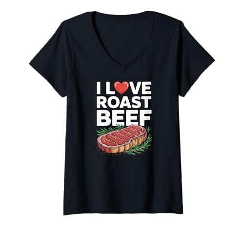 Damen Ich Liebe Roastbeef Meat Lover BBQ Barbecue Grill T-Shirt mit V-Ausschnitt von Roast Beef Lover BBQ Barbecue Meat Grill Pitmaster