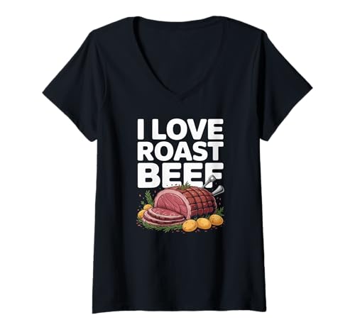 Damen Ich Liebe Roastbeef Carnivore Meat Lover BBQ Humor T-Shirt mit V-Ausschnitt von Roast Beef Lover BBQ Meat Smoker Brisket Food