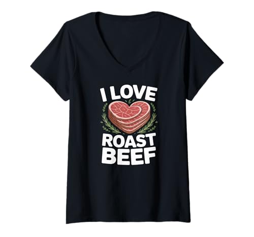 Damen Ich Liebe Roastbeef BBQ Pitmaster Carnivore Humor T-Shirt mit V-Ausschnitt Damen Ich Liebe Roastbeef BBQ Pitmaster Carnivore Humor T-Shirt mit V-Ausschnitt von Roast Beef Lover BBQ Meat Smoking Deli
