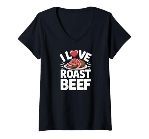 Damen Ich Liebe Roastbeef Carnivore BBQ Pitmaster Kitchen Humor T-Shirt mit V-Ausschnitt Damen Ich Liebe Roastbeef Carnivore BBQ Pitmaster Kitchen Humor T-Shirt mit V-Ausschnitt von Roast Beef Lover BBQ Pitmaster Carnivore Club