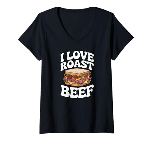 Damen Ich Liebe Roastbeef Sandwich Deli Meat Foodie T-Shirt mit V-Ausschnitt Damen Ich Liebe Roastbeef Sandwich Deli Meat Foodie T-Shirt mit V-Ausschnitt von Roast Beef Sandwich Deli Meat Foodie Lover