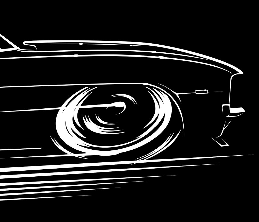 1969 Chevy Camaro Hoodie "69 Ss Chevrolet Silhouette Kunst von RobMartinDesign