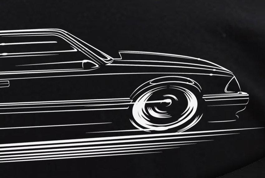 Fox Body Mustang Notch Art Hoodie 1987 1988 1989 1990 1991 1992 1993 Ford 5.0L Lx Silhouette Scherenschnitt Kunst von RobMartinDesign