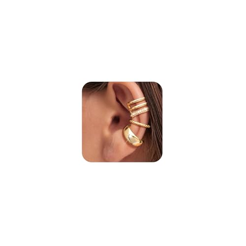 Robaice Gold Ear Cuff Earrings for Women Non Piercing 14K Gold Plated Ear Cuffs Non Piercing Clip On Cartilage Earring Fake Earrings For Women, Messing Zirkonia, Zirkonia von Robaice