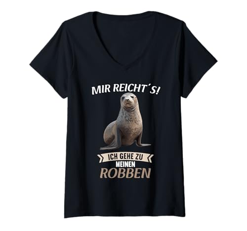Damen Robben Robbe T-Shirt mit V-Ausschnitt Damen Robben Robbe T-Shirt mit V-Ausschnitt von Robben Robbe Tier Shop