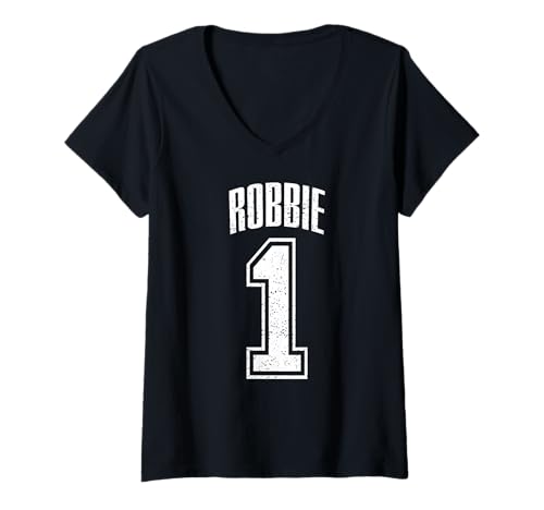 Damen Robbie Supporter Number 1 Größter Fan T-Shirt mit V-Ausschnitt Damen Robbie Supporter Number 1 Größter Fan T-Shirt mit V-Ausschnitt von Robbie Support Kleidung & Geschenke für Fans