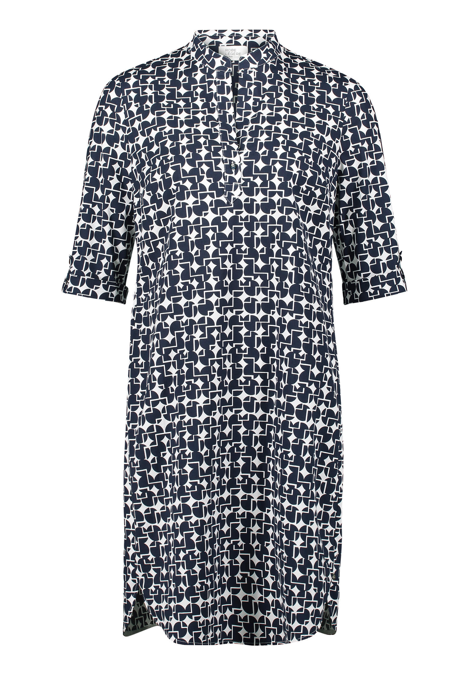 Robe Légère - Hemdblusenkleid weiß/dunkelblau - Gr. - 48 von Robe Légère