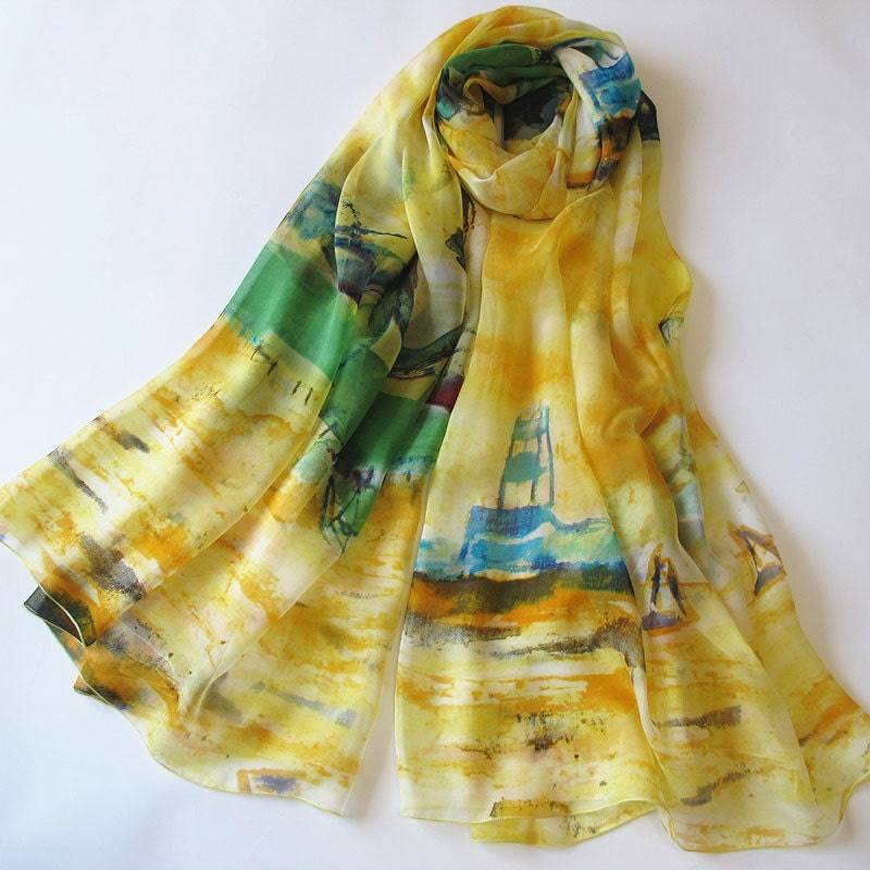 Chiffonschal Aus Seide - Seidenschal Mit Abstraktem Blumendruck As2014-3 von RobePlus