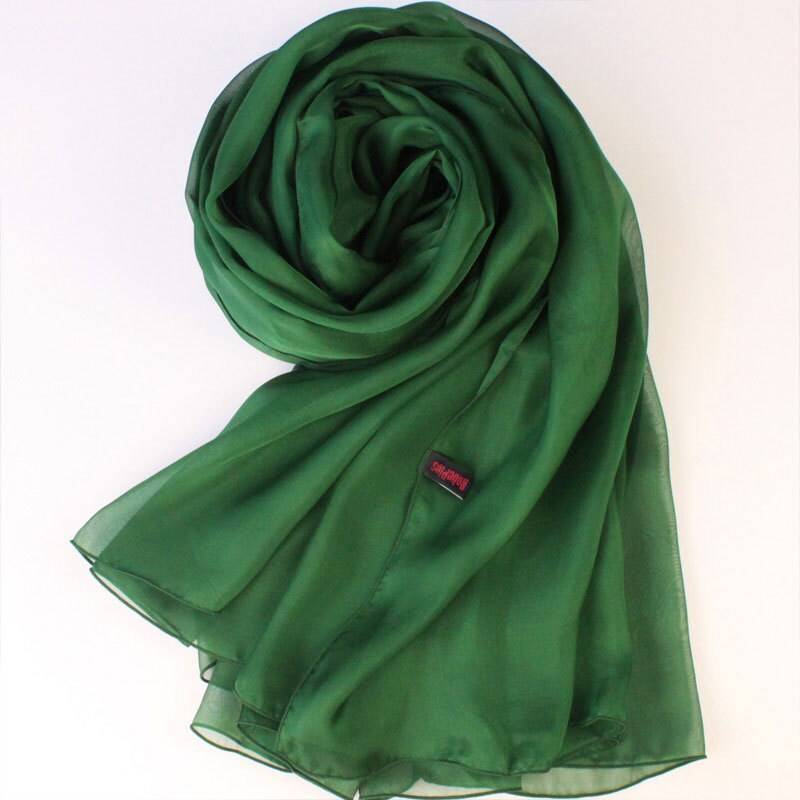 Dunkelgrün Seide Schal - Dunklen Wald Grün Chiffon As4 von RobePlus