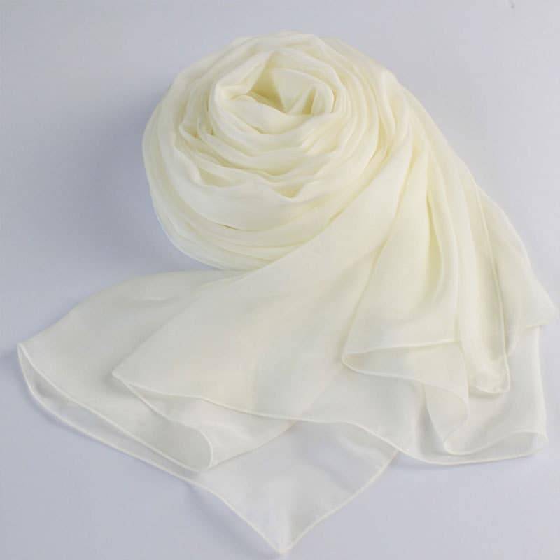 Elfenbein Seide Schal - Aus Weiß Mulberry Chiffon As24 von RobePlus