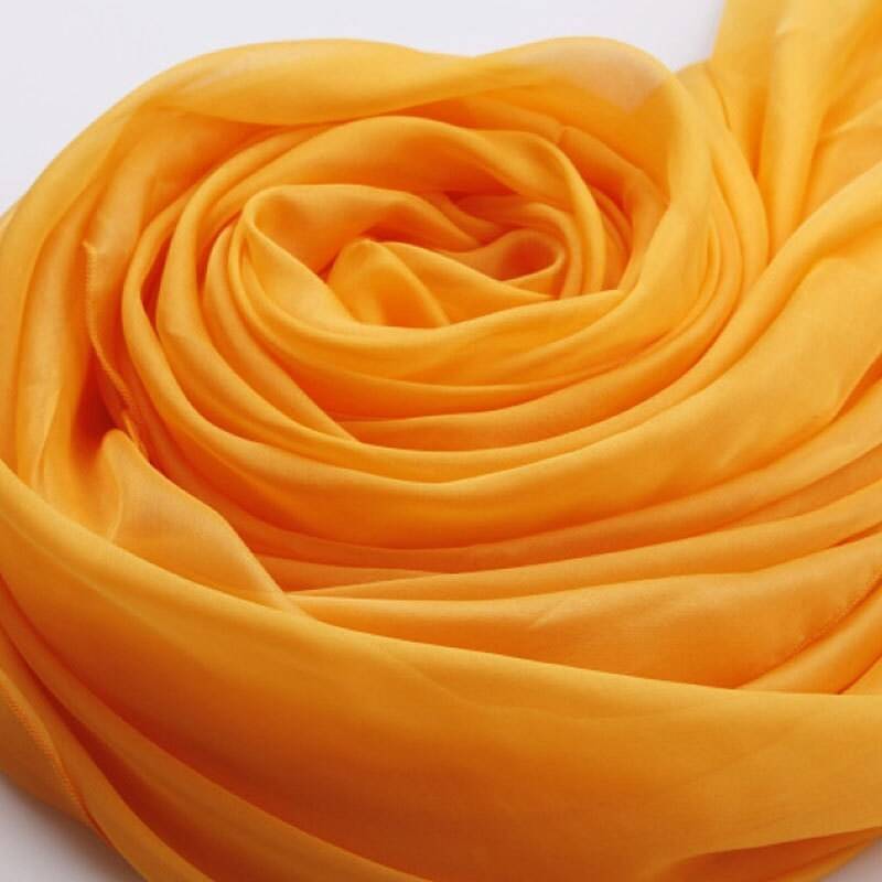 Gelber Seiden Chiffon Schal - Gold Maulbeerseide -Goldrod Gelber Seidenschal-2014-6 von RobePlus