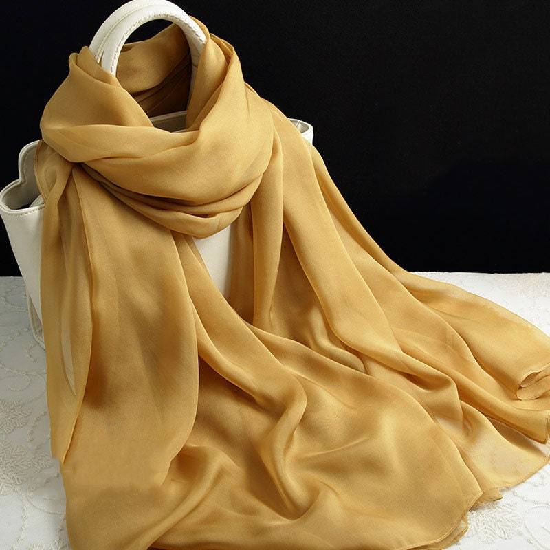 Gold Seidenschal - Goldenrod Maulbeerseide Chiffon-Schal As2018-L von RobePlus