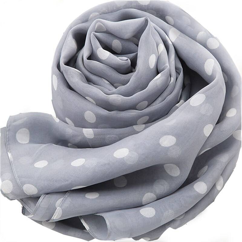 Grauer Seidenschal - Mit Dot Print Polka Bedruckter Grauer As 2015-72 von RobePlus