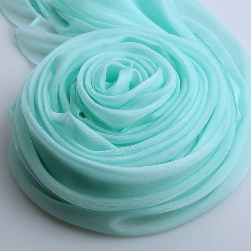 Hellblau Seide Chiffon Schal - Blaue 2014-9 von RobePlus