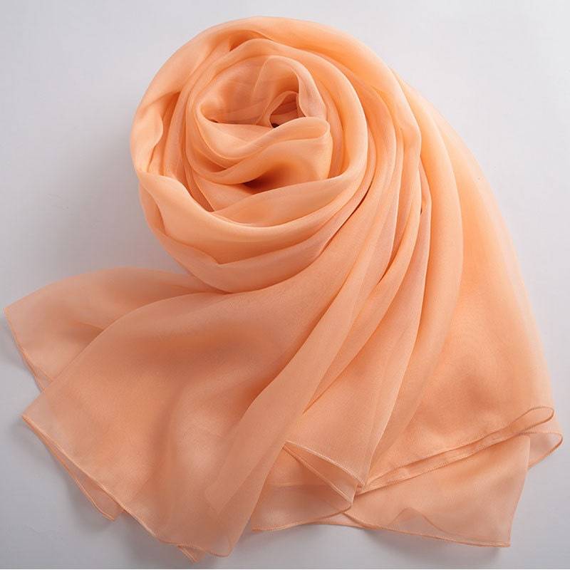 Leichte Lachs Seide Chiffon Schal - Blass Orange Mulberry As2015-36 von RobePlus