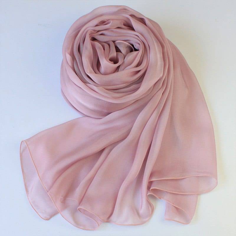 Rosy Braun Seide Schal - Dunkle Lachs Chiffon As20 von RobePlus