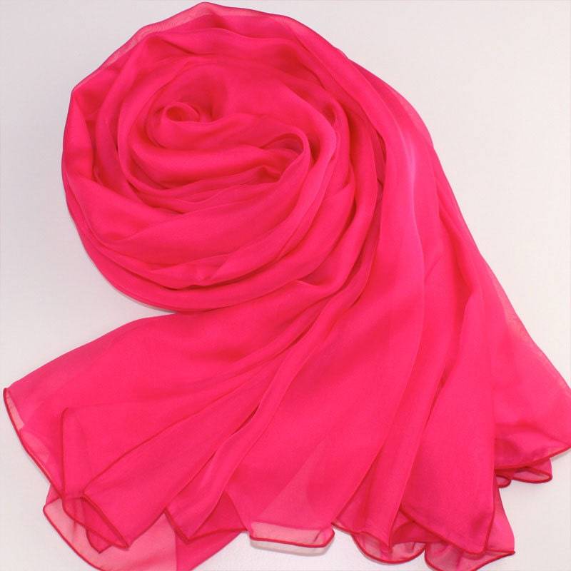 Tief Rosa Seide Schal - Hot Pink Mulberry Chiffon As19 von RobePlus