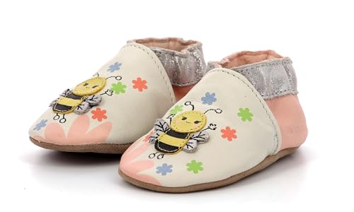 Robeez Bee Carefull, Babyschuhe, Weiß, Rosa, 19/20 EU, Weiß/Rosa., 19/20 EU von Robeez