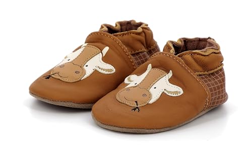 Robeez Baby-Jungen Funny Cow Krippenschuh, Kamelbraun, 17 EU von Robeez