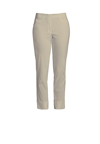 Robell Style BELLA09 – Bequeme, stretchige 7/8 Damenhose, Gerade geschnittenes Bein mit Aufschlag und Gesässtaschen Farbe Beige Größe 42 von Robell