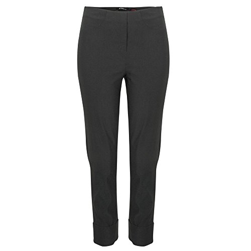 Robell Style BELLA09 – Bequeme, stretchige 7/8 Damenhose, Gerade geschnittenes Bein mit Aufschlag und Gesässtaschen Farbe Anthra Größe 40 von Robell