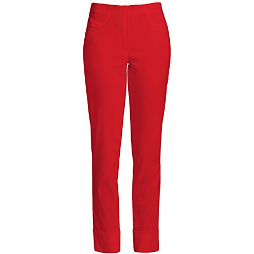 Robell Style BELLA09 – Bequeme, stretchige 7/8 Damenhose, Gerade geschnittenes Bein mit Aufschlag und Gesässtaschen Farbe Rot Größe 38 von Robell