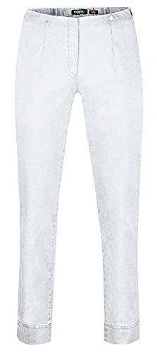 Robell Style Marie – Bequeme, Denim Power Stretch Jeans, Gerade geschnittenes Bein mit Schlitz Farbe Weiss Größe 40 von Robell