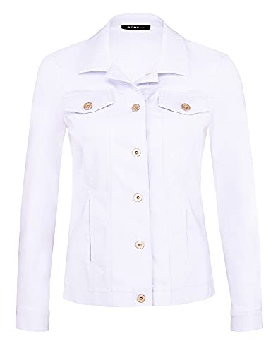 Robell HAPPY Damenjacke - Lässige Übergangsjacke Damen - Leichte Stoff Jacke Damen, Farbe Größe - Sportlicher Jeansjacken Look - Bitte eine Größe größer bestellen, Weiß, 46 von Robell