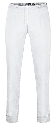 Robell Style Marie – Bequeme, Denim Power Stretch Jeans, Gerade geschnittenes Bein mit Schlitz Farbe Weiss Größe 38 von Robell