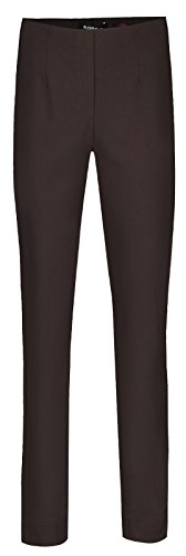 Robell Style Marie – Bequeme, stretchige Damenhose, Innenseite angeraut, Gerade geschnittenes Bein mit Schlitz Dunkel-Braun Größe 36 von Robell