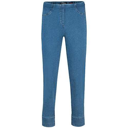 Robell Style BELLA09-7/8 Damen Jeans Straight - Jeanshose Damen high Waist - Stretch Jeans Hose mit Aufschlag und Gesäßtaschen - Bitte Zwei Größen Kleiner bestellen - Lightdenimblue, 48 von Robell