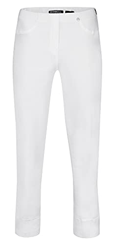 Robell Style BELLA09-7/8 Damen Jeans Straight - Jeanshose Damen high Waist - Stretch Jeans Hose mit Aufschlag und Gesäßtaschen - Bitte Zwei Größen Kleiner bestellen - Weiß, 42 von Robell